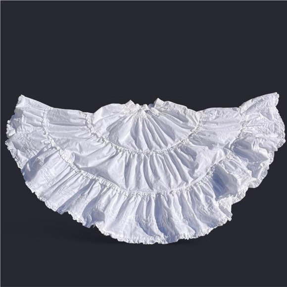 🇩🇪 Vintage 80s White Cottagecore Balletcore Maxi Skirt Coquette Tierer Ruffles - Picture 2 of 9